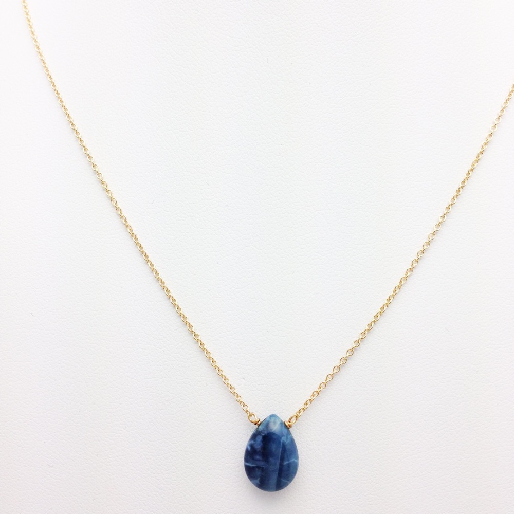 Blue Opal Teardrop Gemstone Necklace